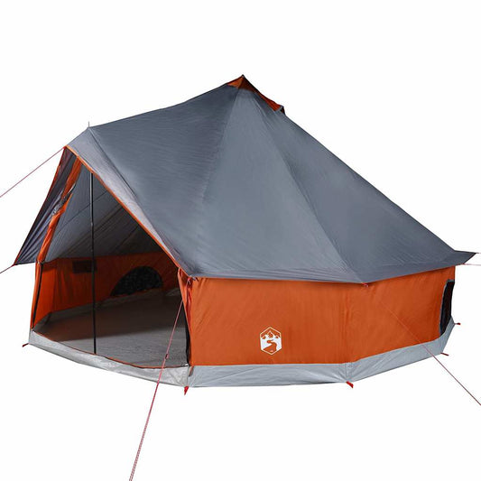vidaXL Family Tent Tipi 8-Person Grey and Orange Waterproof