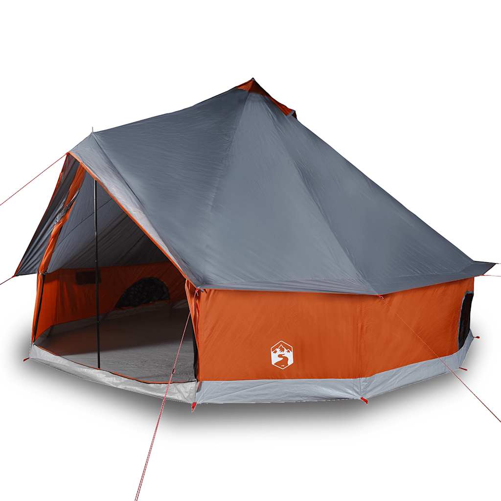 vidaXL Family Tent Tipi 8-Person Grey and Orange Waterproof