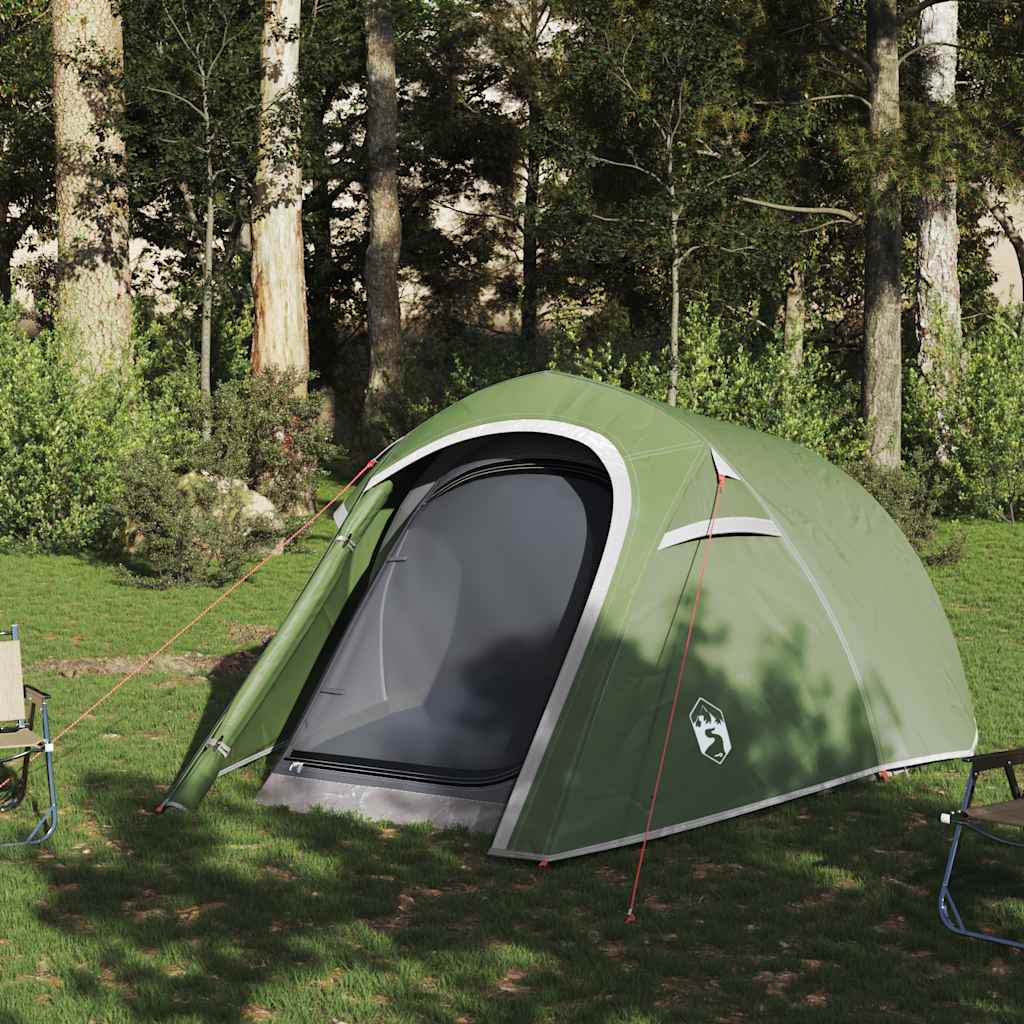 vidaXL Camping Tent Tunnel 3-Person Green Waterproof