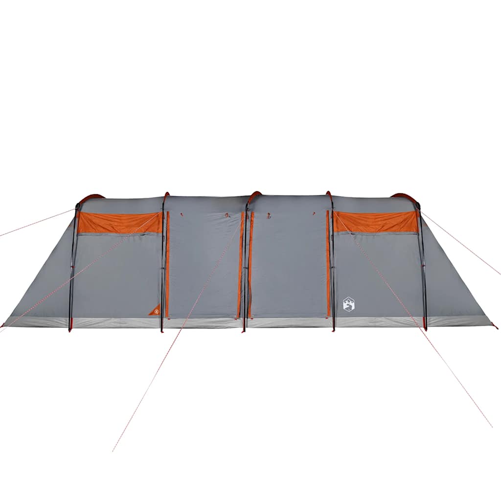 vidaXL Family Tent Tunnel 10-Person Grey and Orange Waterproof