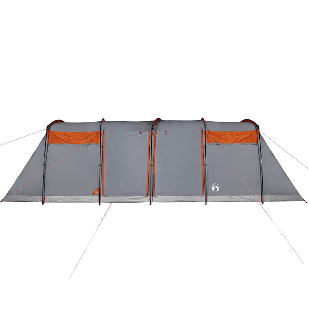 vidaXL Family Tent Tunnel 10-Person Grey and Orange Waterproof