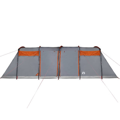 vidaXL Family Tent Tunnel 10-Person Grey and Orange Waterproof