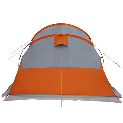 vidaXL Camping Tent Tunnel 4-Person Grey and Orange Waterproof