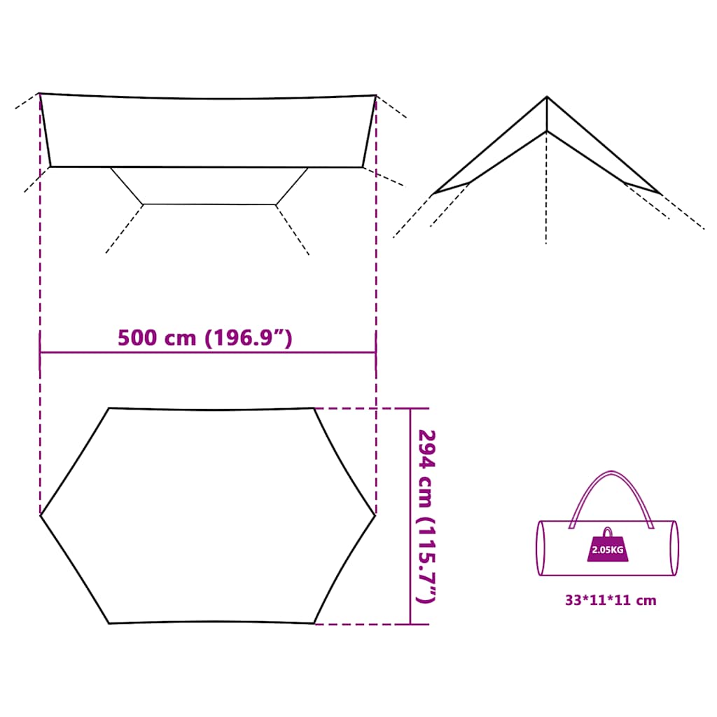 vidaXL Camping Tarp Grey and Orange 500x294 cm Waterproof