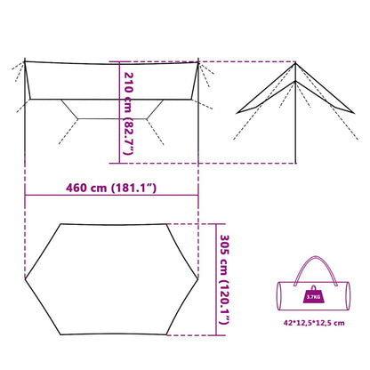 vidaXL Camping Tarp Grey and Orange 460x305x210 cm Waterproof