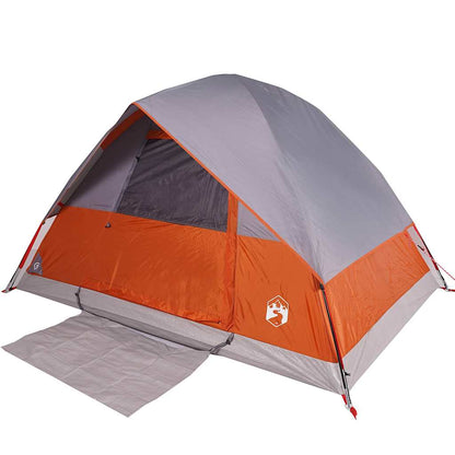 vidaXL Camping Tent Dome 4-Person Grey and Orange Waterproof