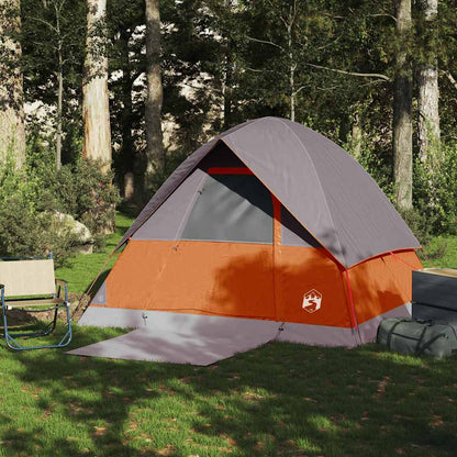 vidaXL Camping Tent Dome 4-Person Grey and Orange Waterproof
