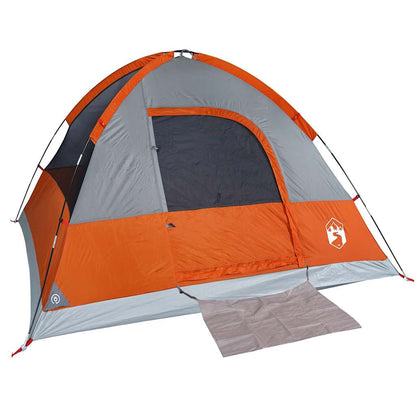 vidaXL Camping Tent Dome 4-Person Grey and Orange Waterproof