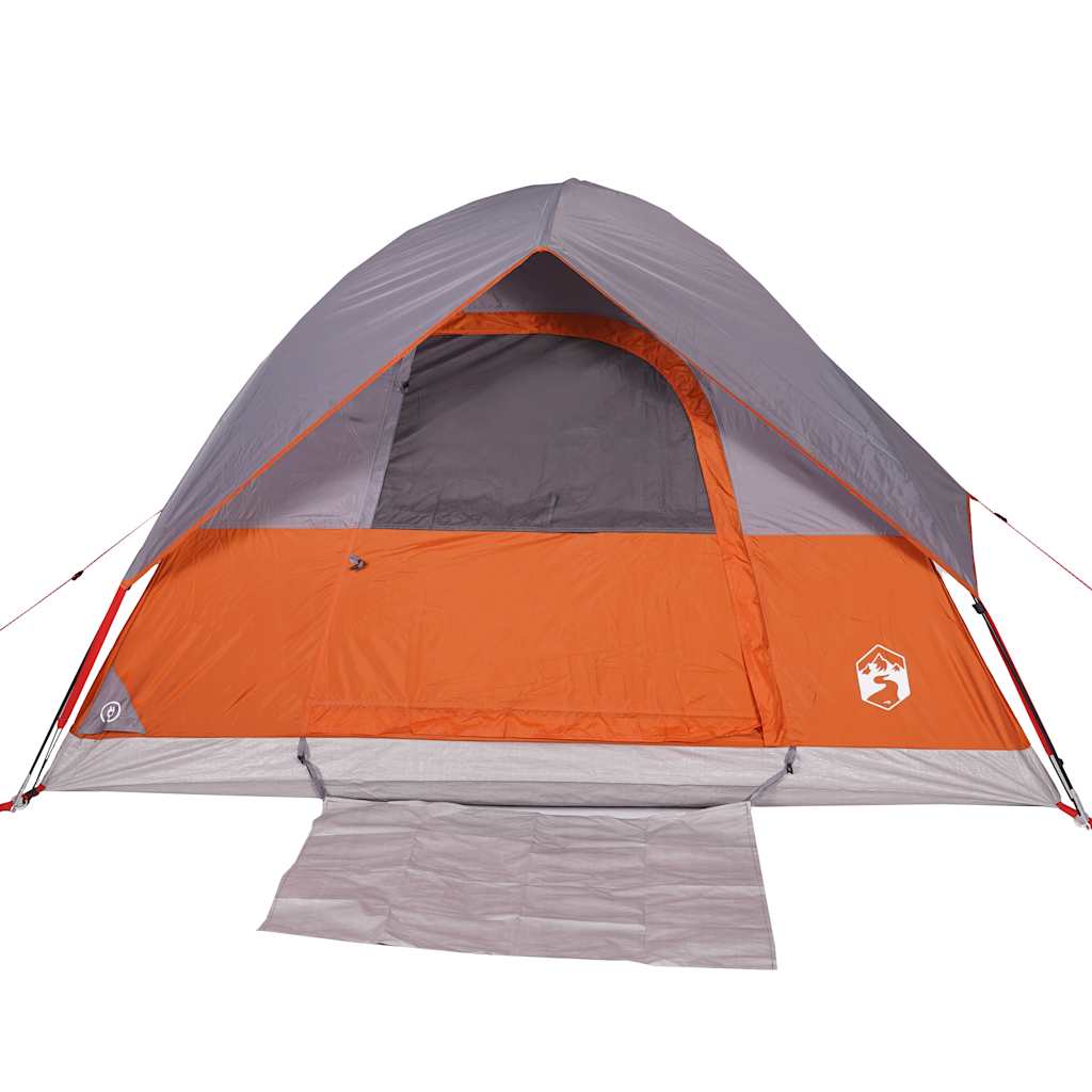 vidaXL Camping Tent Dome 4-Person Grey and Orange Waterproof