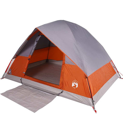 vidaXL Camping Tent Dome 4-Person Grey and Orange Waterproof