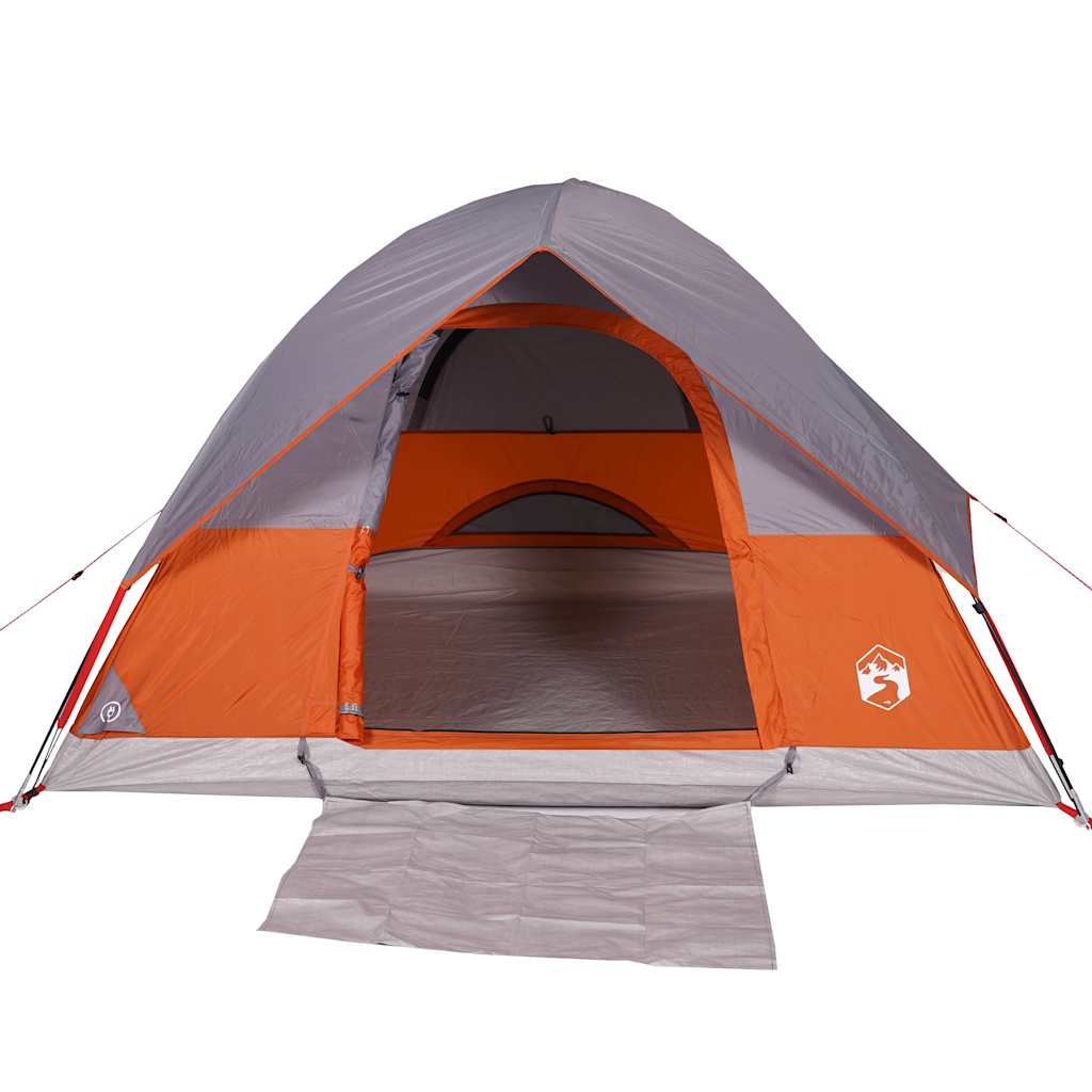 vidaXL Camping Tent Dome 4-Person Grey and Orange Waterproof