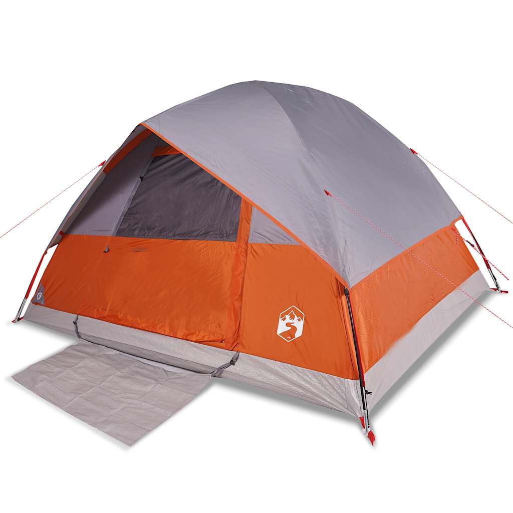 vidaXL Family Tent Dome 6-Person Grey and Orange Waterproof