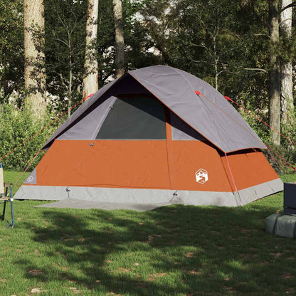 vidaXL Family Tent Dome 6-Person Grey and Orange Waterproof