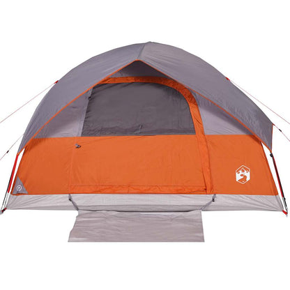 vidaXL Family Tent Dome 6-Person Grey and Orange Waterproof