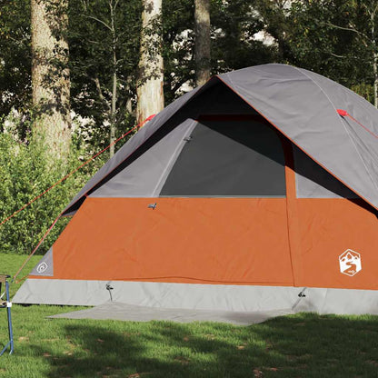 vidaXL Family Tent Dome 6-Person Grey and Orange Waterproof