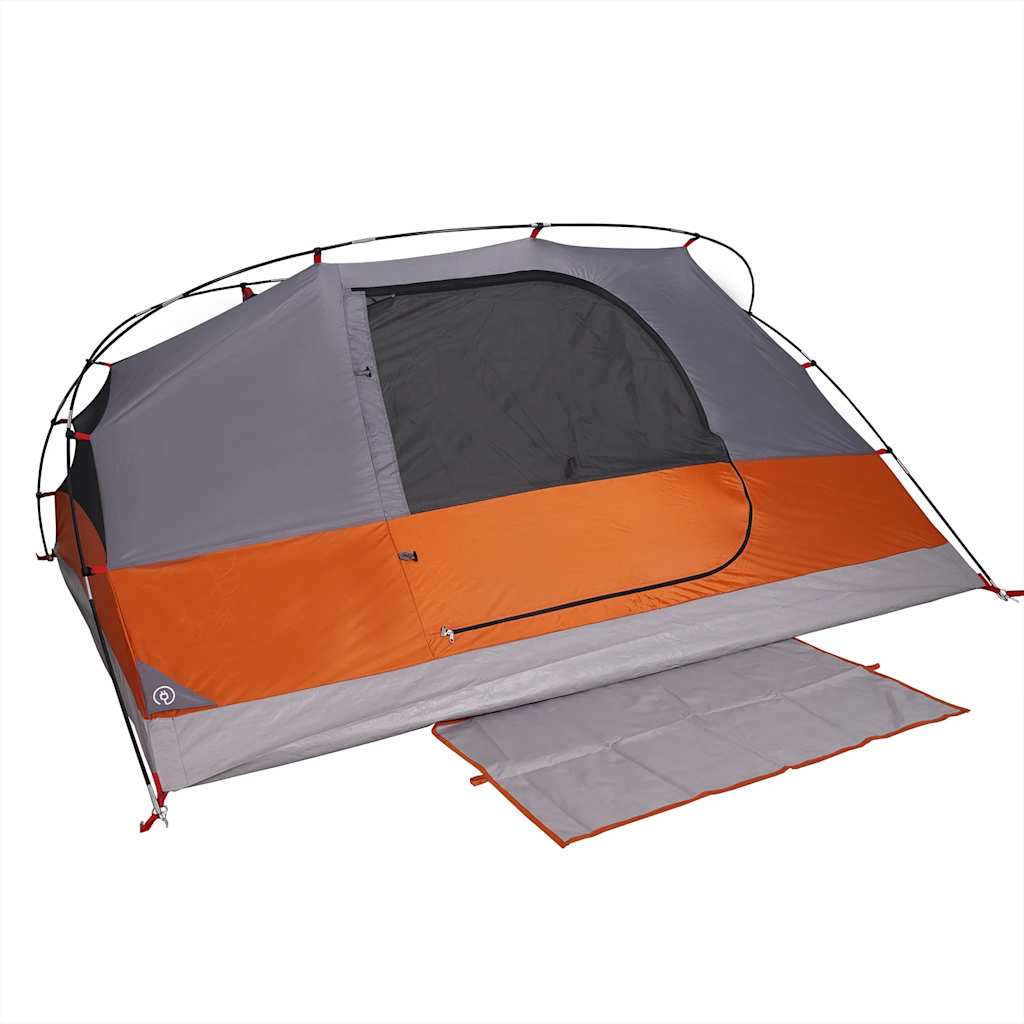 vidaXL Camping Tent Dome 4-Person Grey and Orange Waterproof