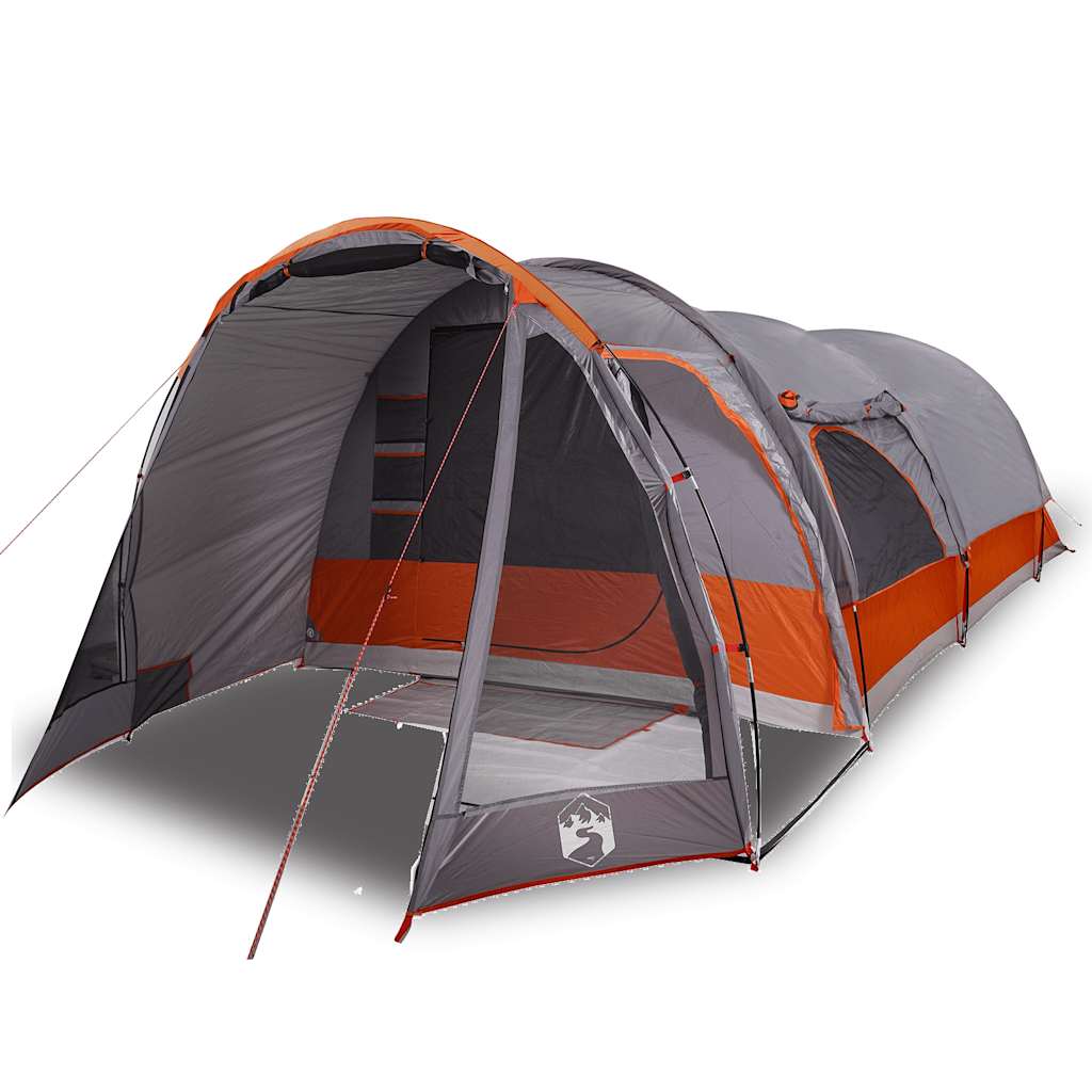 vidaXL Family Tent Tunnel 8-Person Grey and Orange Waterproof