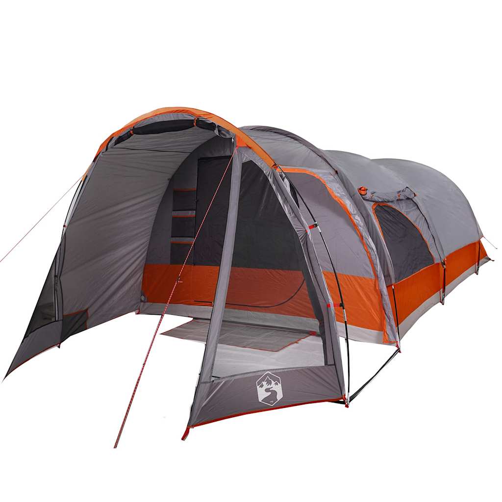 vidaXL Family Tent Tunnel 8-Person Grey and Orange Waterproof