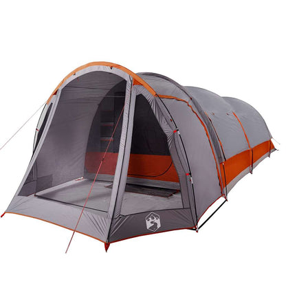 vidaXL Family Tent Tunnel 8-Person Grey and Orange Waterproof