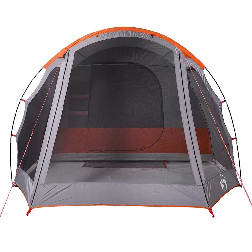vidaXL Family Tent Tunnel 8-Person Grey and Orange Waterproof