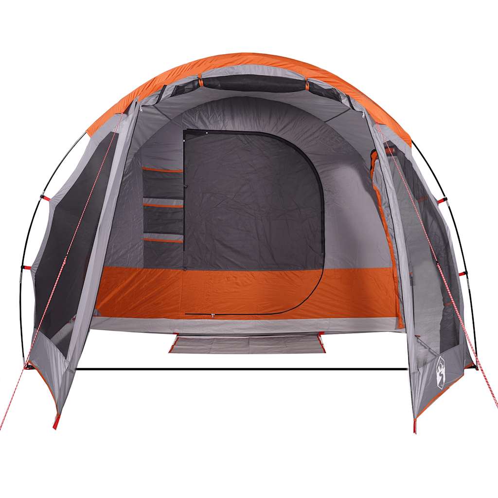 vidaXL Family Tent Tunnel 8-Person Grey and Orange Waterproof
