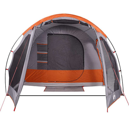 vidaXL Family Tent Tunnel 8-Person Grey and Orange Waterproof