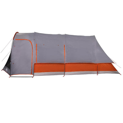 vidaXL Family Tent Tunnel 8-Person Grey and Orange Waterproof