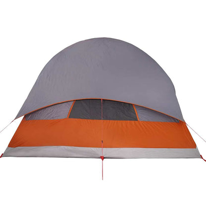 vidaXL Family Tent Tunnel 8-Person Grey and Orange Waterproof