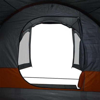 vidaXL Family Tent Tunnel 8-Person Grey and Orange Waterproof