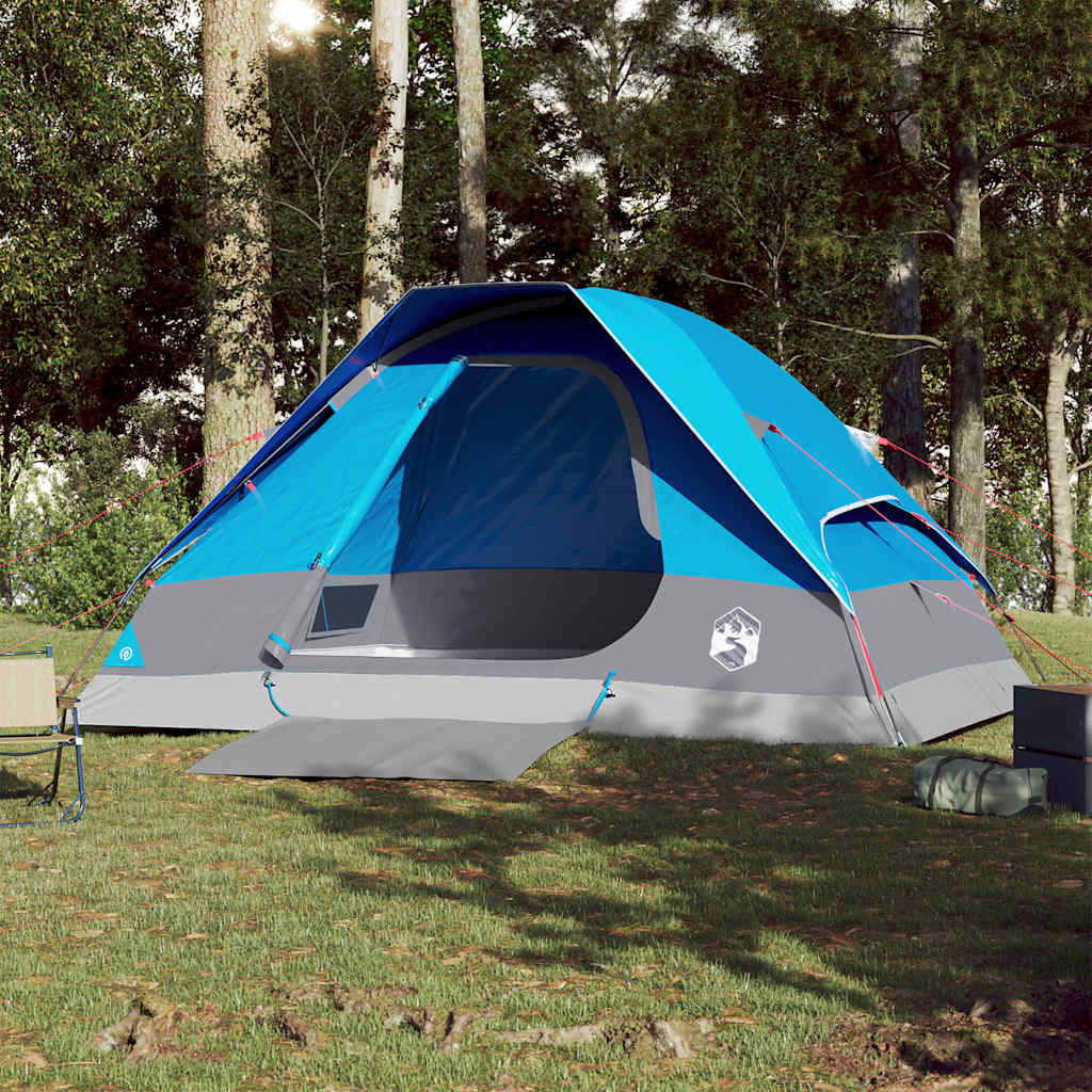 vidaXL Camping Tent Dome 4-Person Blue Waterproof