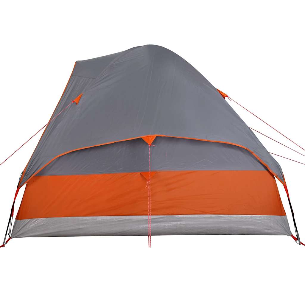 vidaXL Camping Tent Dome 4-Person Grey and Orange Waterproof