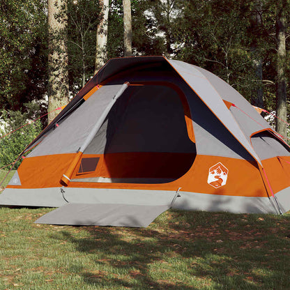 vidaXL Camping Tent Dome 4-Person Grey and Orange Waterproof