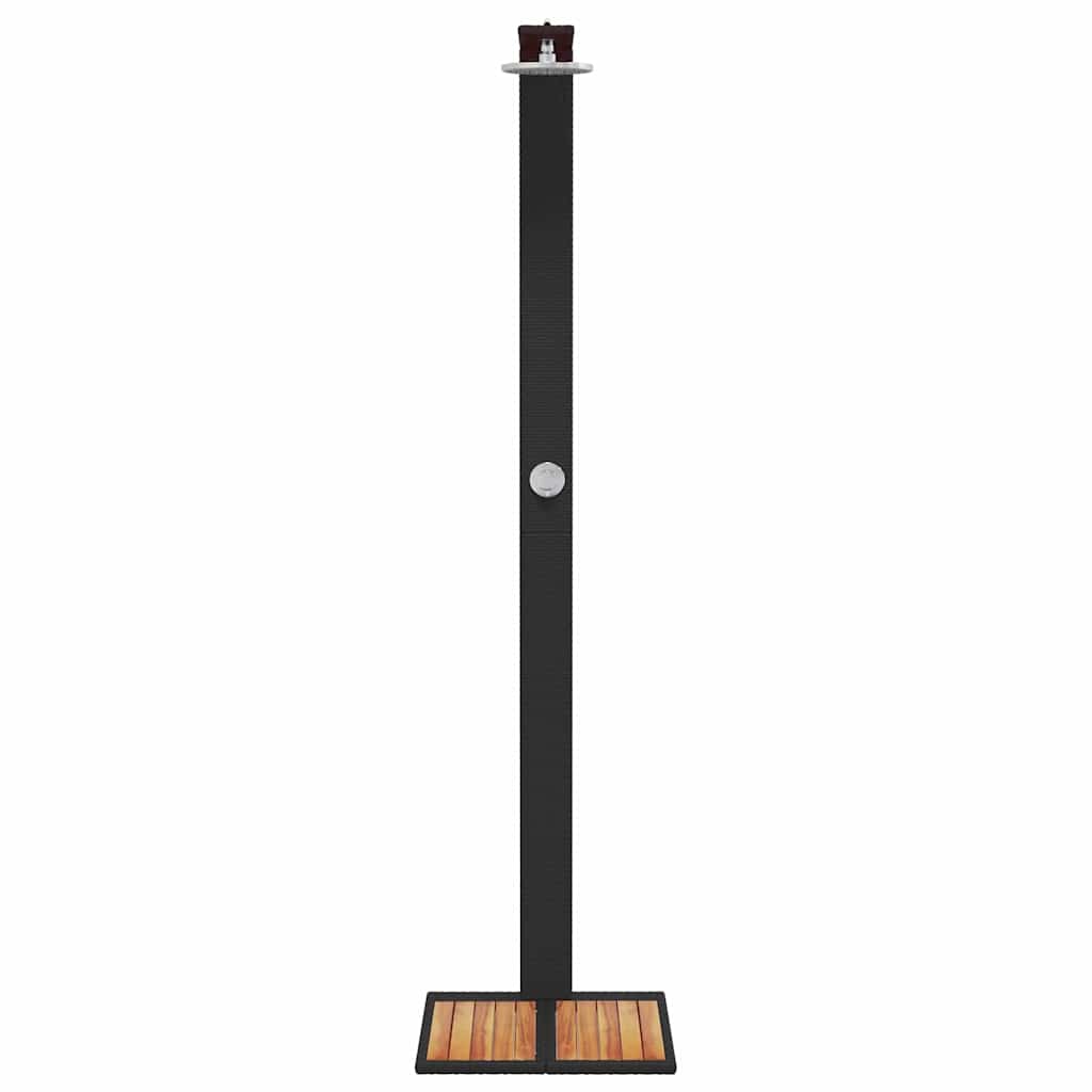 vidaXL Outdoor Shower Black 50x55x224 cm Poly Rattan and Acacia Wood