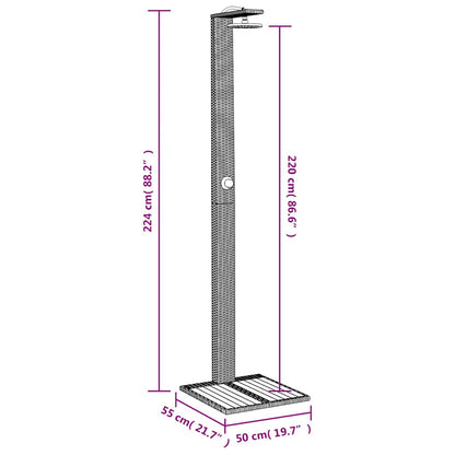 vidaXL Outdoor Shower Black 50x55x224 cm Poly Rattan and Acacia Wood