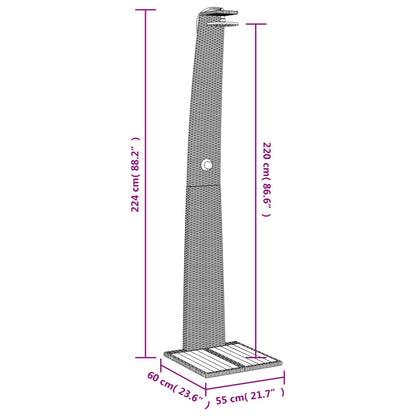 vidaXL Outdoor Shower Grey 55x60x224 cm Poly Rattan and Acacia Wood