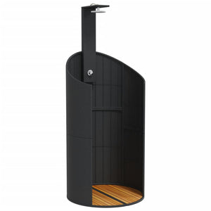 vidaXL Outdoor Shower Black 100x100x241.5 cm Poly Rattan and Acacia Wood