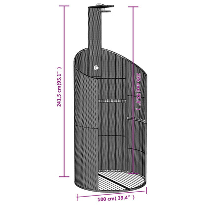 vidaXL Outdoor Shower Grey 100x100x241.5 cm Poly Rattan and Acacia Wood