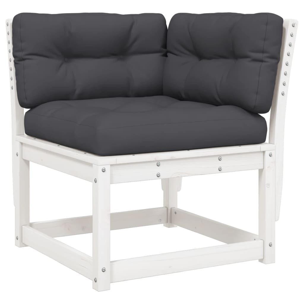 vidaXL Garden Sofa | White | Solid pine wood, Polyester | Standard | Modular