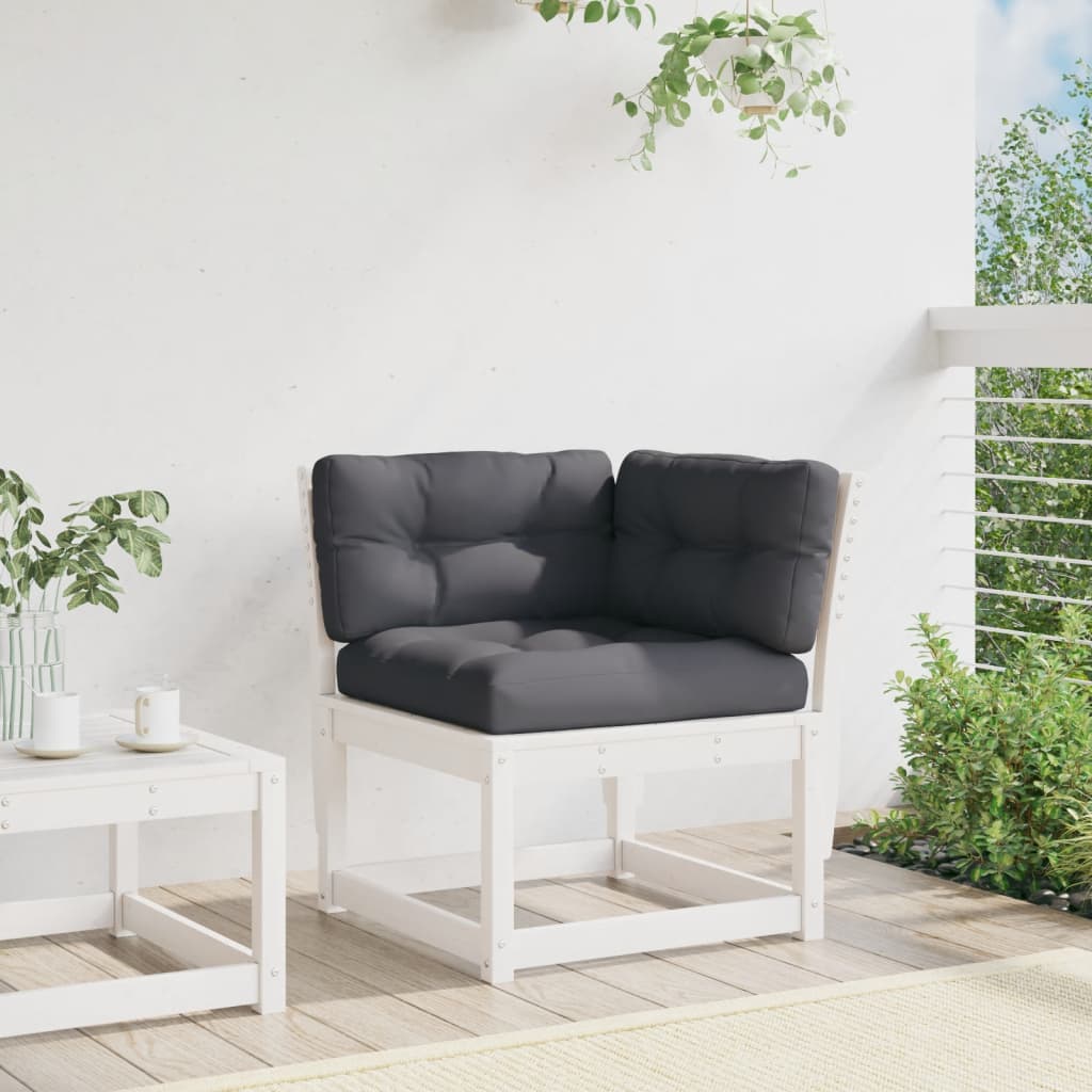 vidaXL Garden Sofa | White | Solid pine wood, Polyester | Standard | Modular