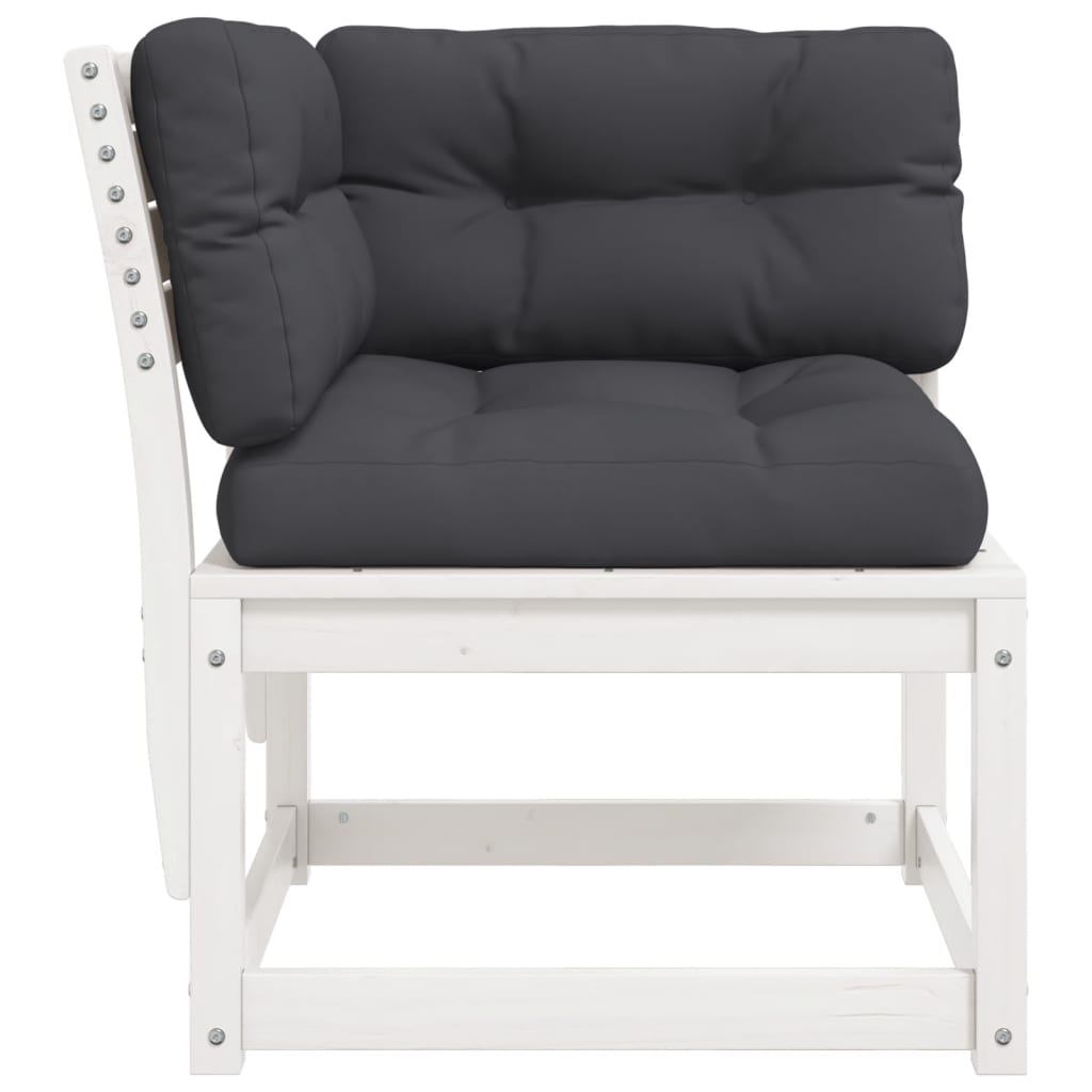vidaXL Garden Sofa | White | Solid pine wood, Polyester | Standard | Modular