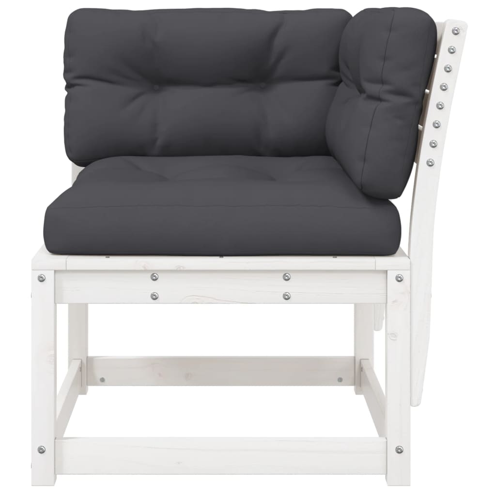 vidaXL Garden Sofa | White | Solid pine wood, Polyester | Standard | Modular