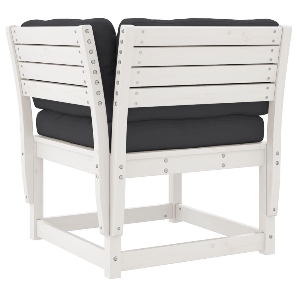 vidaXL Garden Sofa | White | Solid pine wood, Polyester | Standard | Modular