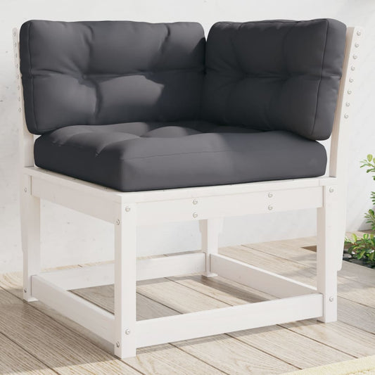 vidaXL Garden Sofa | White | Solid pine wood, Polyester | Standard | Modular
