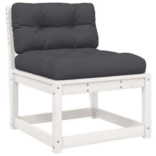 vidaXL Garden Sofa | White and Anthracite | Solid Pine Wood, Polyester | Medium
