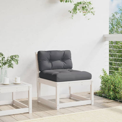 vidaXL Garden Sofa | White and Anthracite | Solid Pine Wood, Polyester | Medium