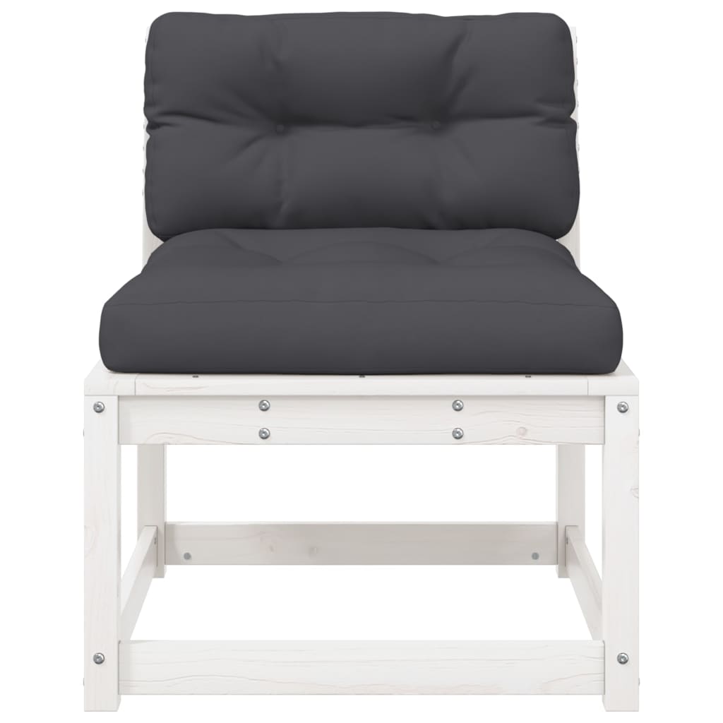 vidaXL Garden Sofa | White and Anthracite | Solid Pine Wood, Polyester | Medium