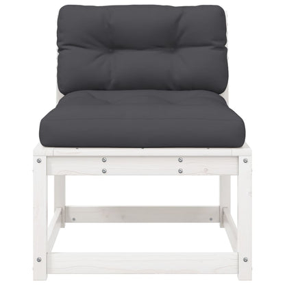 vidaXL Garden Sofa | White and Anthracite | Solid Pine Wood, Polyester | Medium