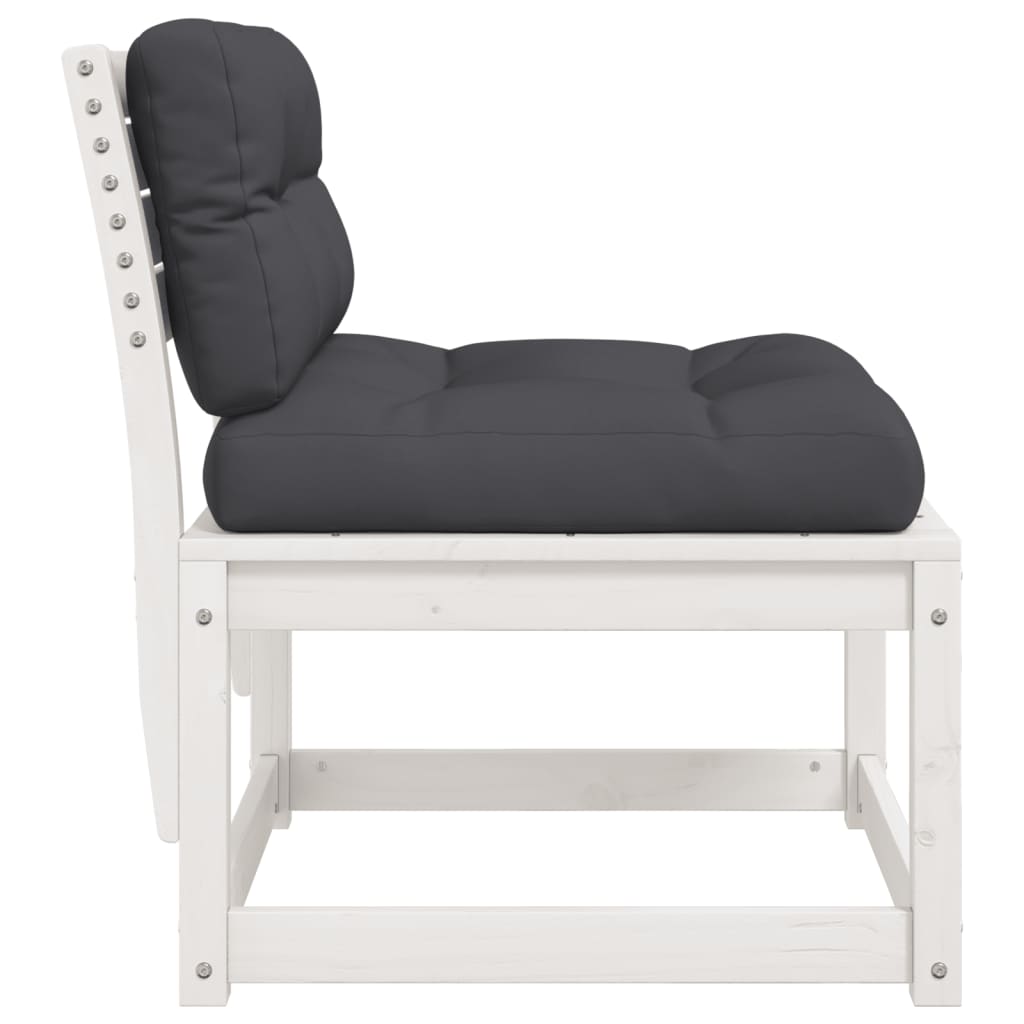 vidaXL Garden Sofa | White and Anthracite | Solid Pine Wood, Polyester | Medium
