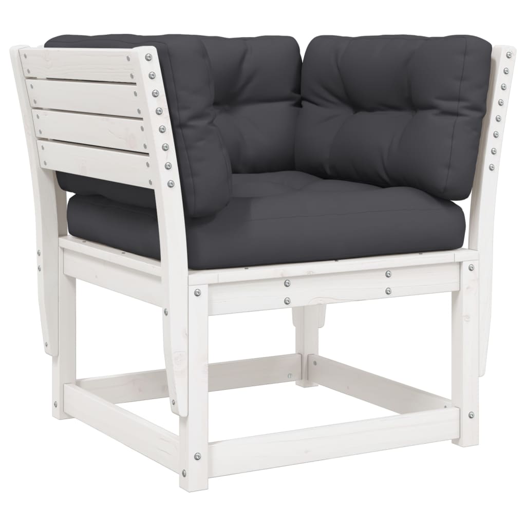vidaXL Garden Sofa | White, Anthracite | Solid pine wood, Polyester | Medium