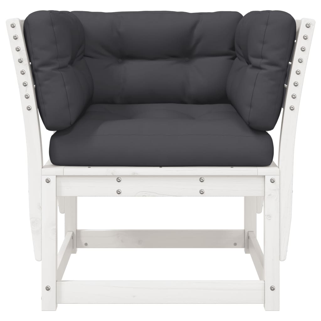 vidaXL Garden Sofa | White, Anthracite | Solid pine wood, Polyester | Medium